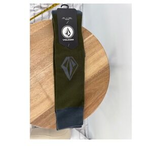 Volcom Men's Synth Socks Green Grey Logo‎ Stretch Crew Size Small Medium